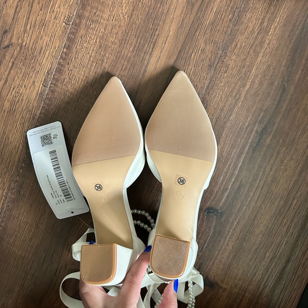 Azazie PEARL BOW ANKLE STRAP PUMPS - Picture 7 of 11